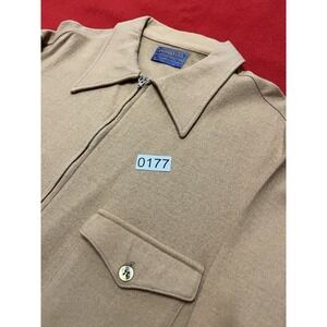 Pendleton 1960s/70s Half Zip Wool Shirt Two Pocket Vintage Rare Beige